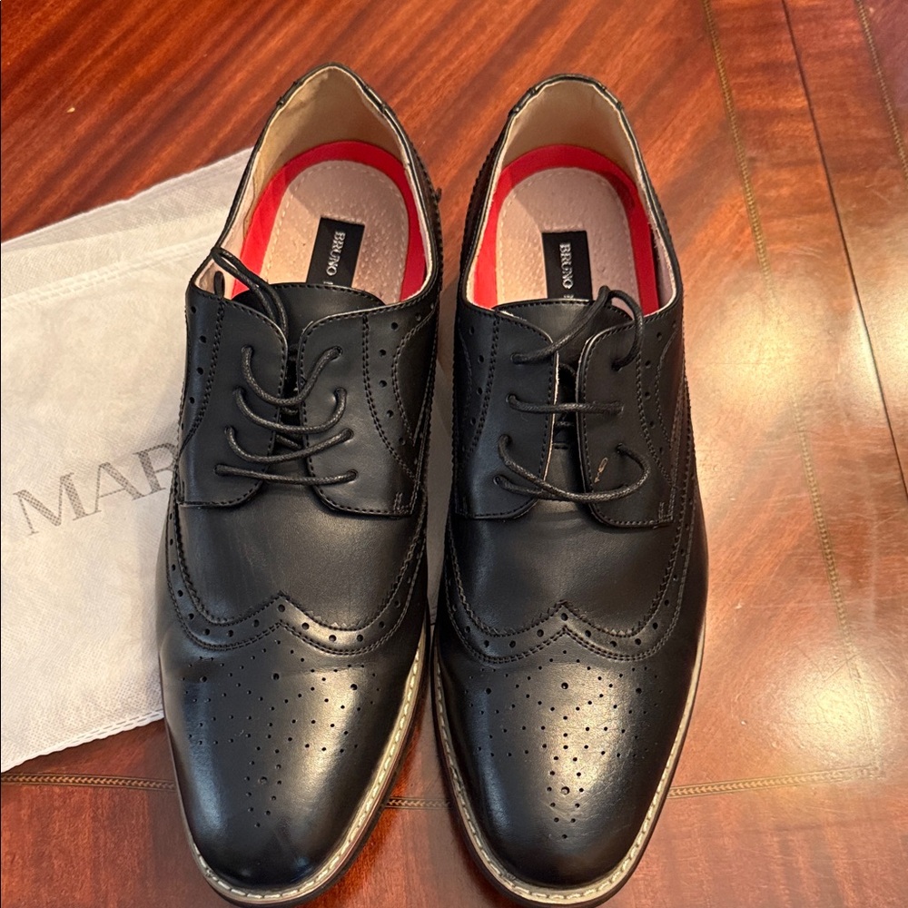 Bruno Marc Black Leather Derby Shoes - Picture 1 of 7